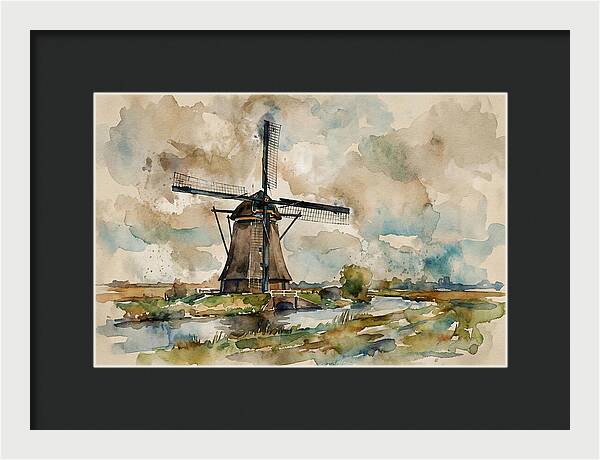 Tranquil Dutch Windmill Scene