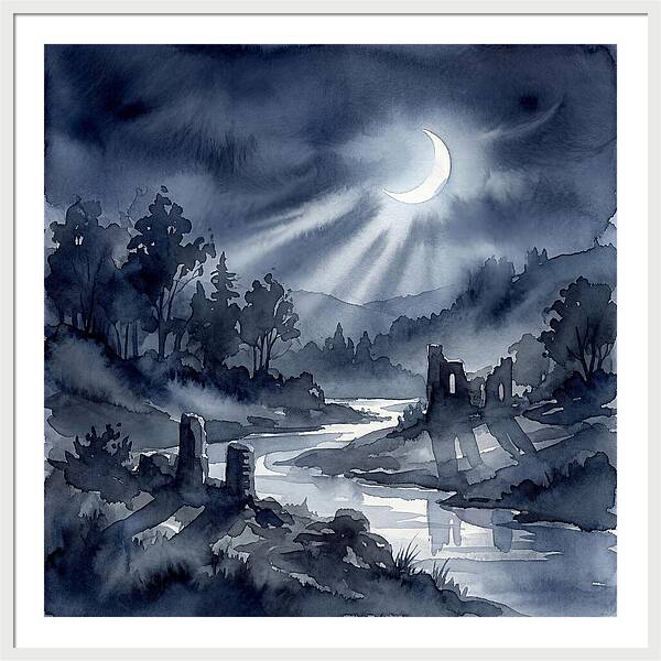 Tranquil Night Over Hills