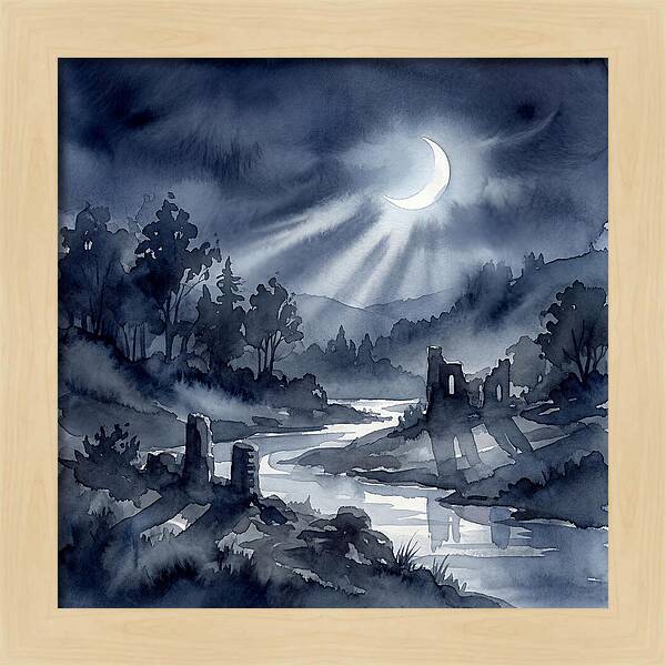 Tranquil Night Over Hills