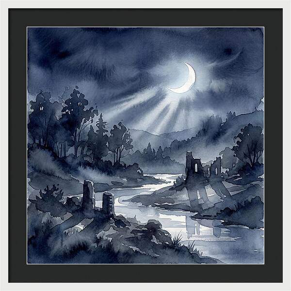 Tranquil Night Over Hills