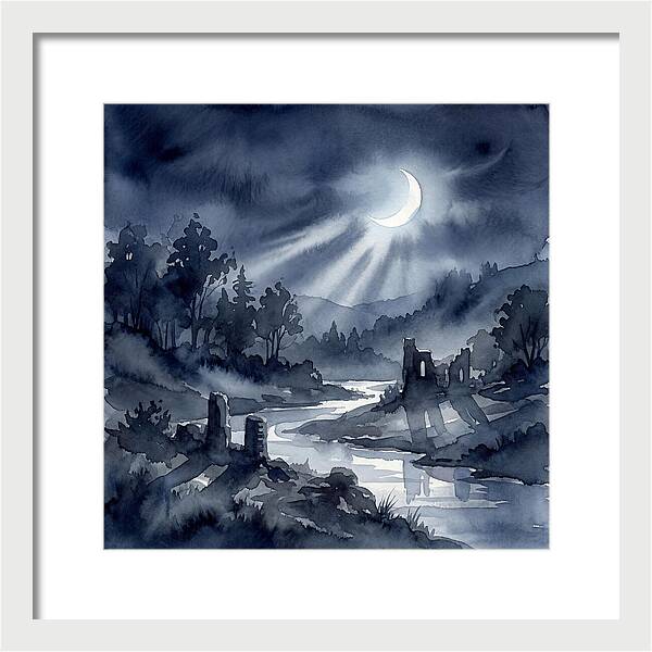 Tranquil Night Over Hills