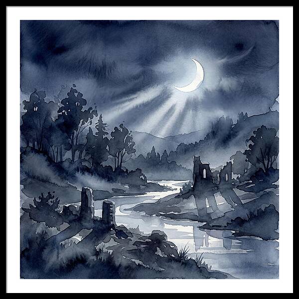 Tranquil Night Over Hills