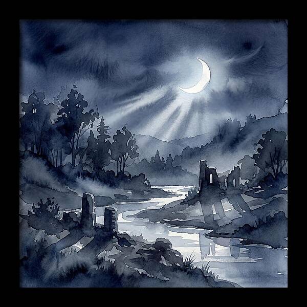 Tranquil Night Over Hills