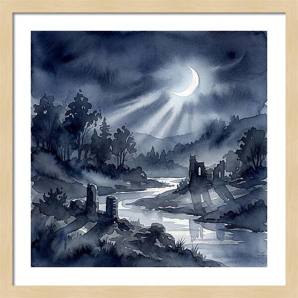 Tranquil Night Over Hills