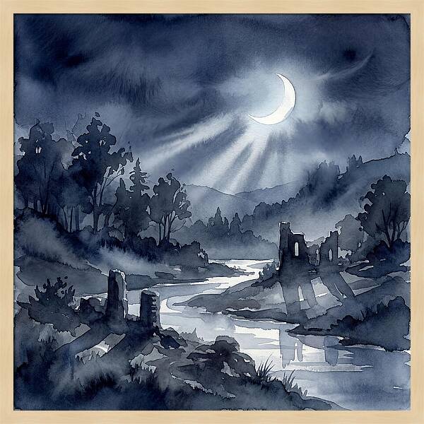 Tranquil Night Over Hills