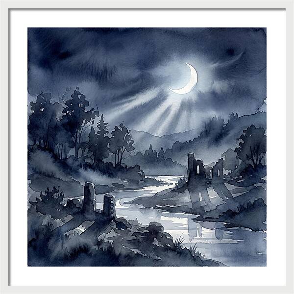 Tranquil Night Over Hills