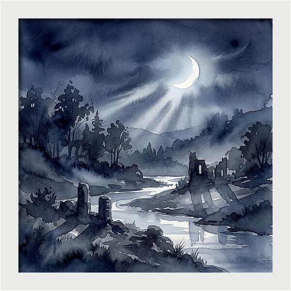 Tranquil Night Over Hills