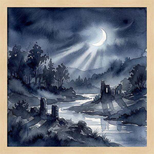 Tranquil Night Over Hills