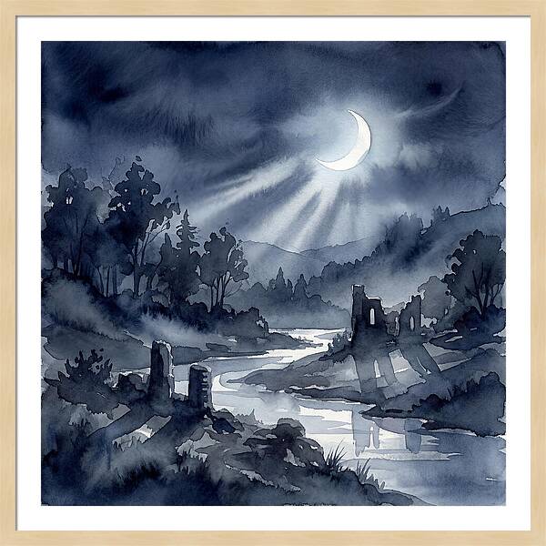 Tranquil Night Over Hills