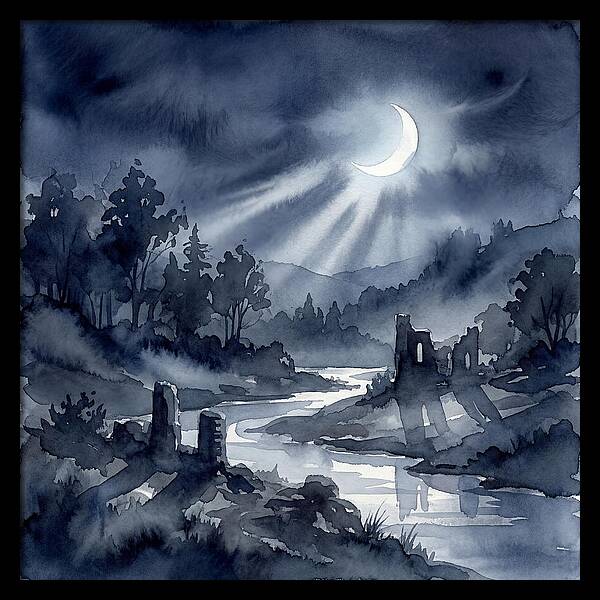 Tranquil Night Over Hills