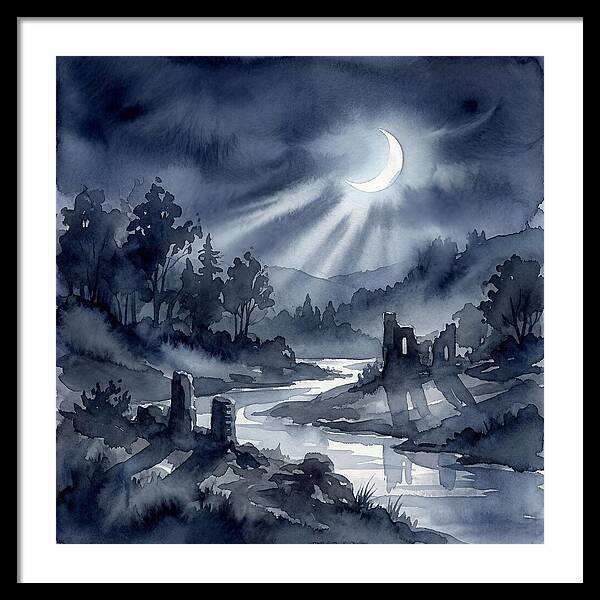 Tranquil Night Over Hills