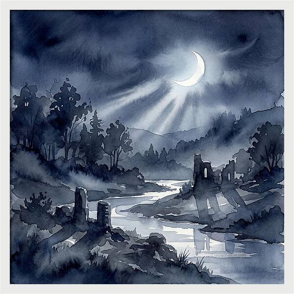 Tranquil Night Over Hills