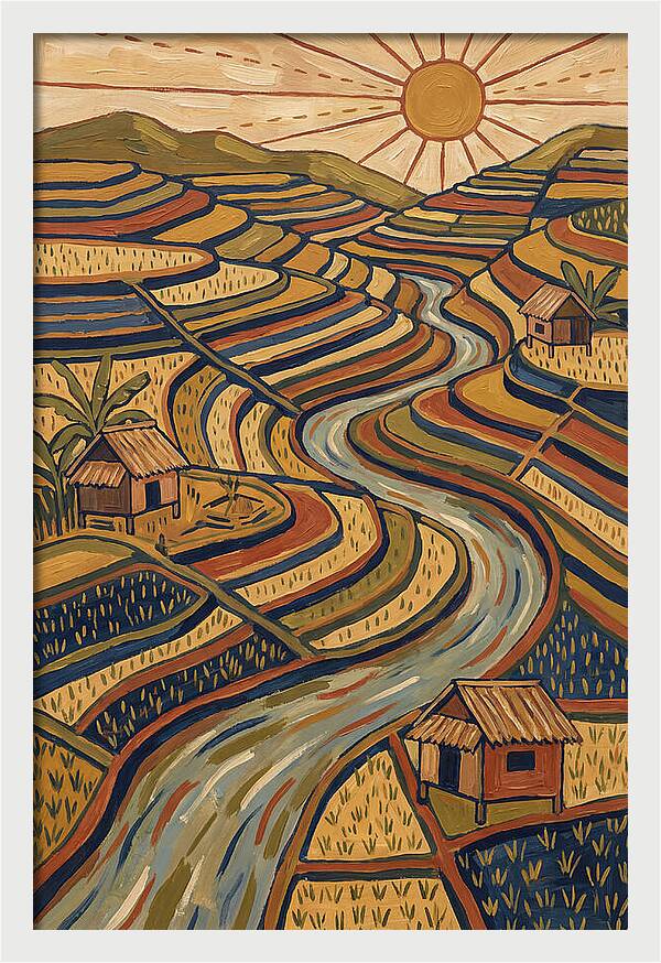 Tranquil Rice Field Reflections