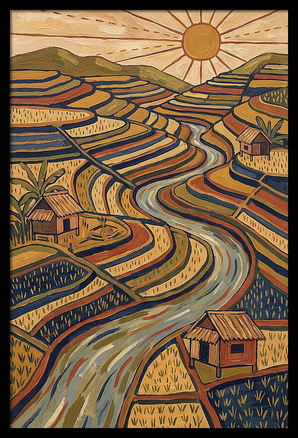 Tranquil Rice Field Reflections
