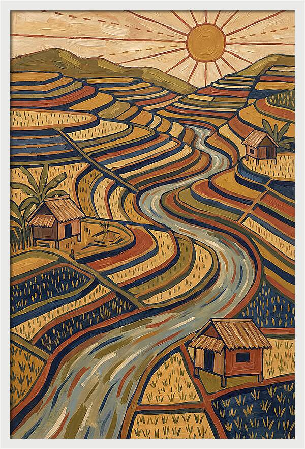 Tranquil Rice Field Reflections