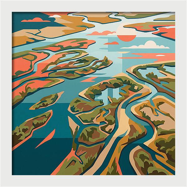 Tranquil River Delta Reflections