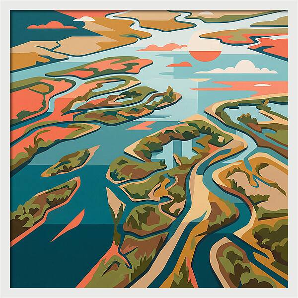 Tranquil River Delta Reflections