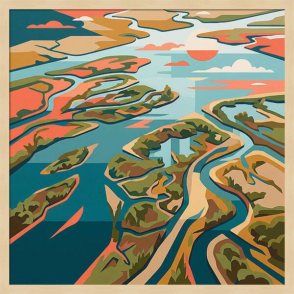 Tranquil River Delta Reflections