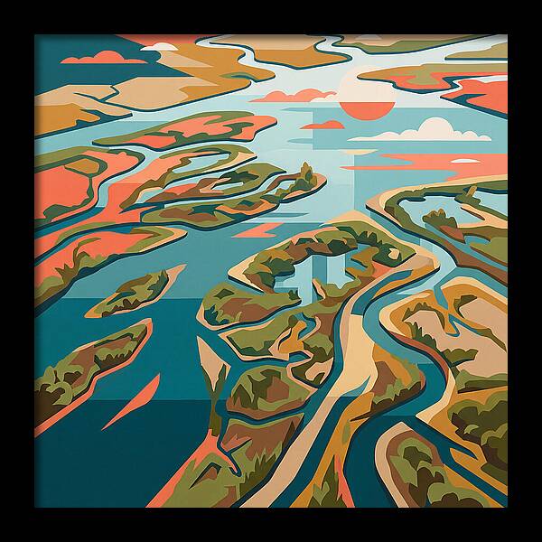 Tranquil River Delta Reflections