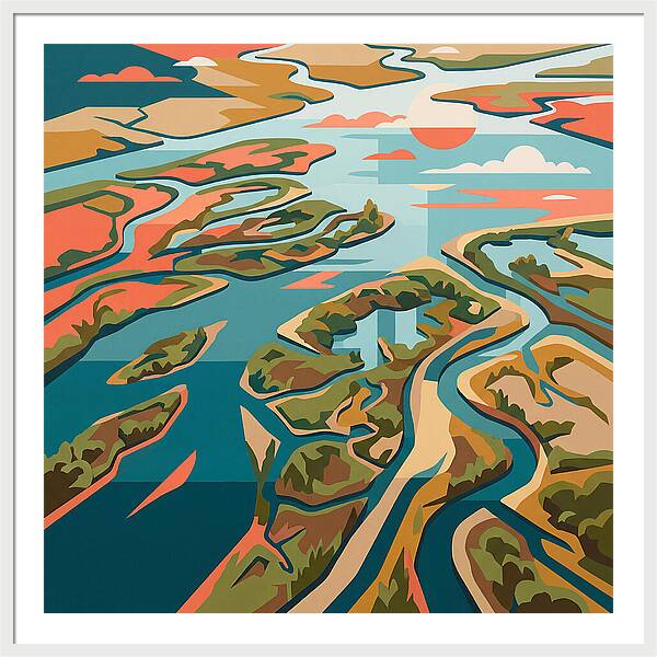 Tranquil River Delta Reflections