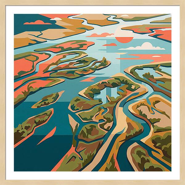 Tranquil River Delta Reflections
