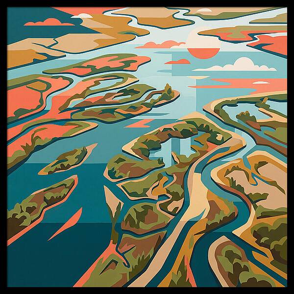 Tranquil River Delta Reflections