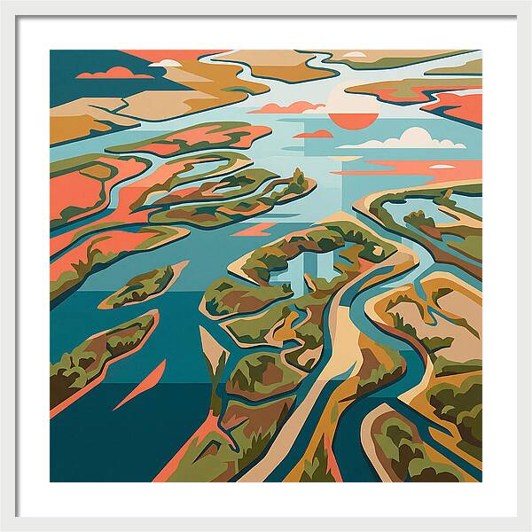 Tranquil River Delta Reflections