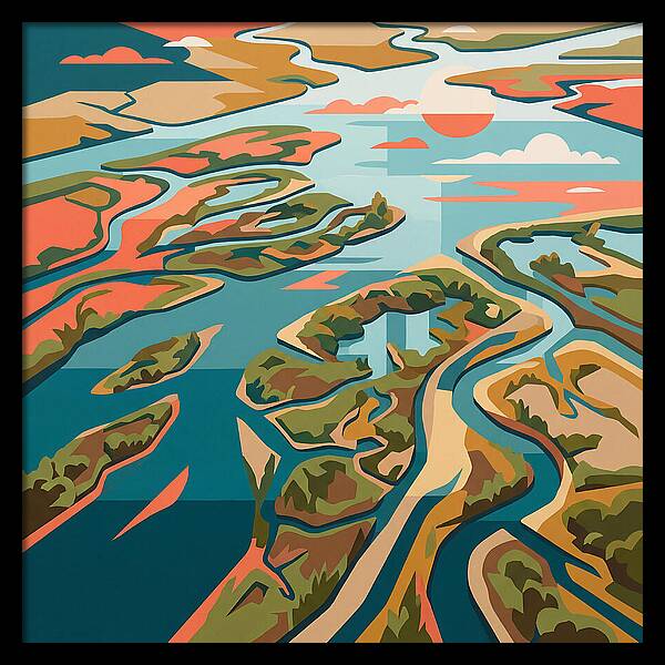 Tranquil River Delta Reflections