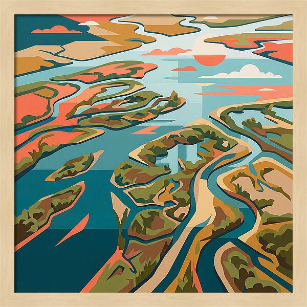 Tranquil River Delta Reflections
