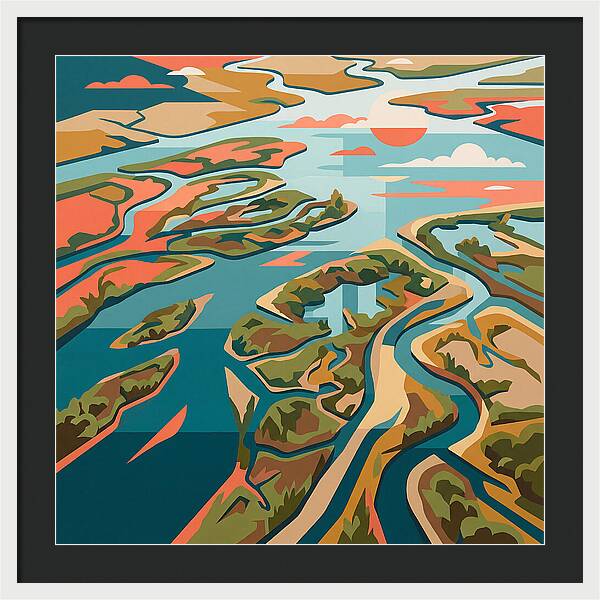 Tranquil River Delta Reflections