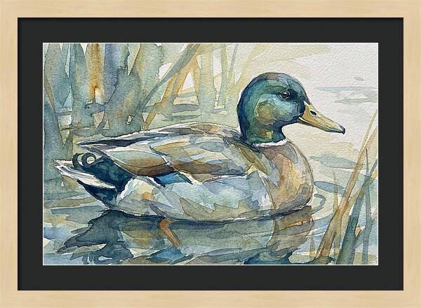 Tranquil Teal Duck Reflections