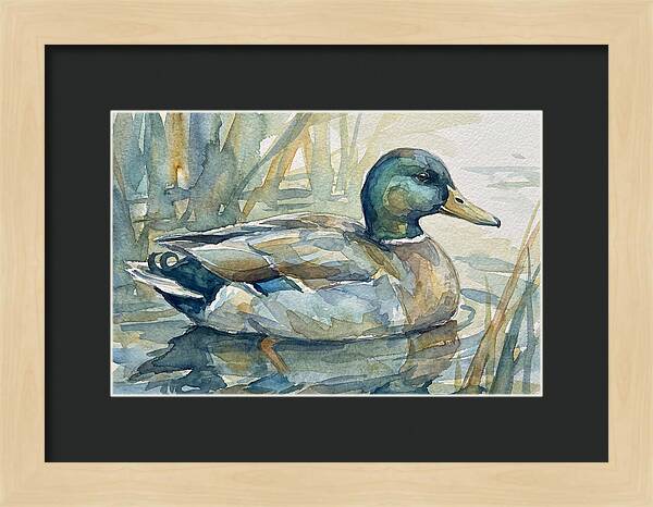 Tranquil Teal Duck Reflections