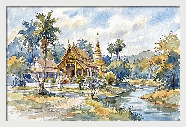 Tranquil Thai Temple Scene