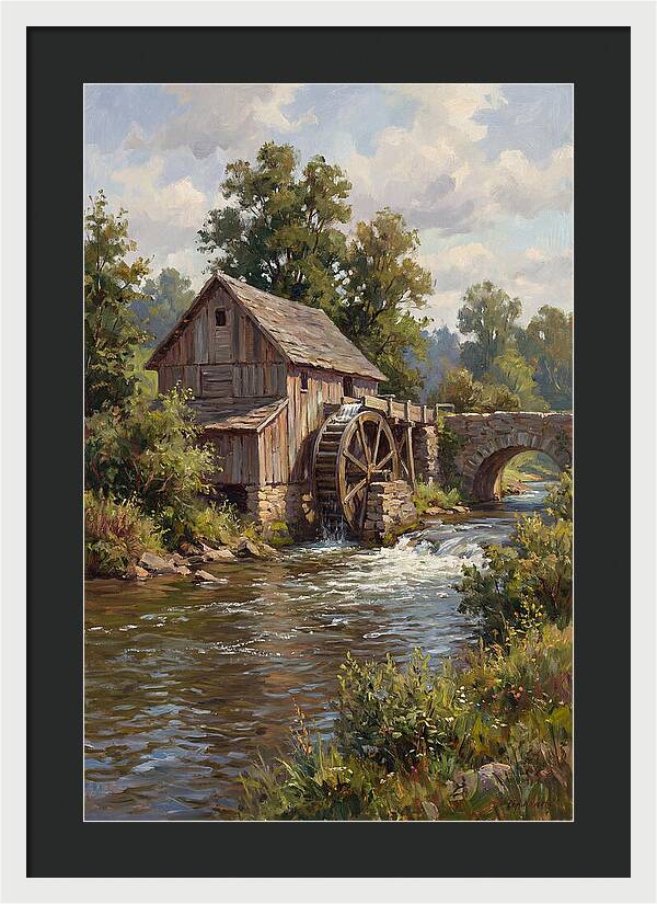 Tranquil Water Mill Scene