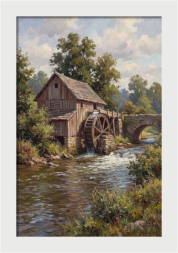 Tranquil Water Mill Scene