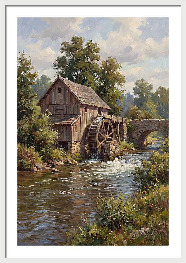 Tranquil Water Mill Scene