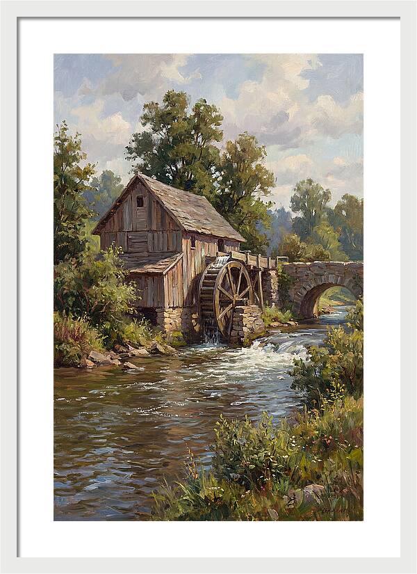 Tranquil Water Mill Scene