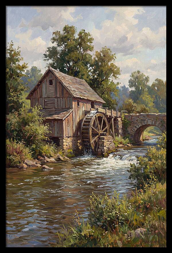 Tranquil Water Mill Scene