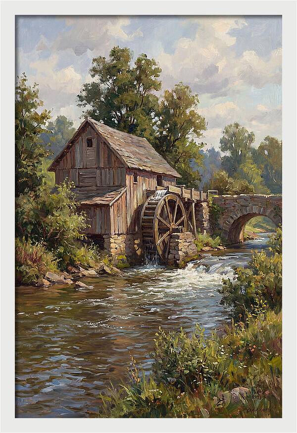 Tranquil Water Mill Scene
