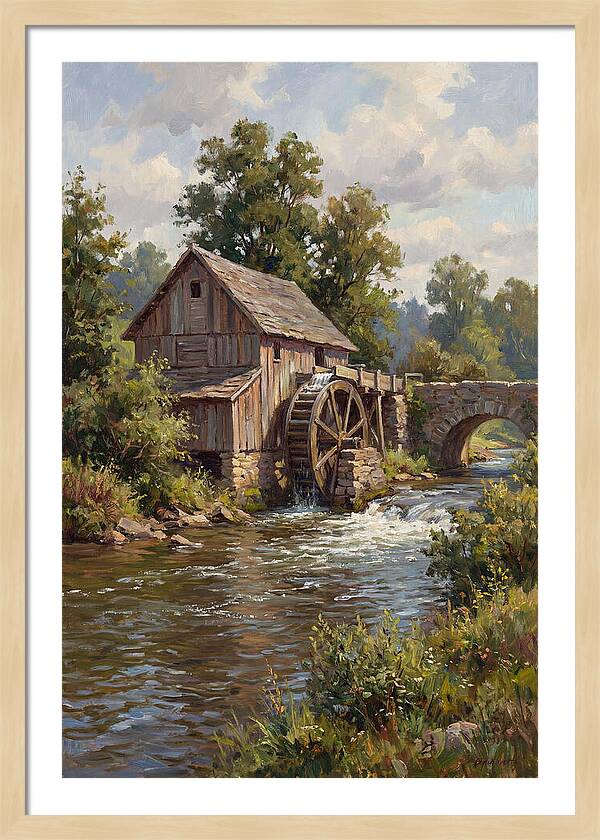 Tranquil Water Mill Scene