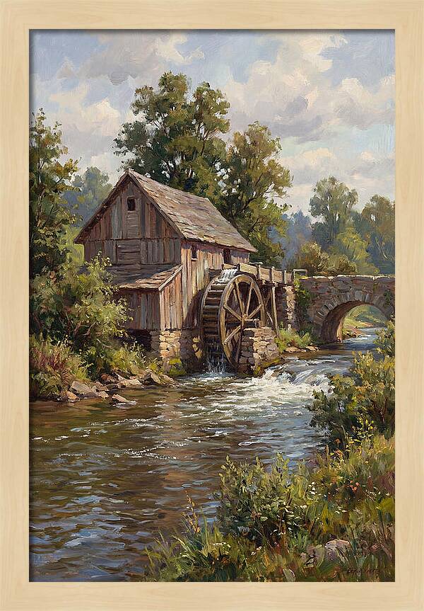 Tranquil Water Mill Scene