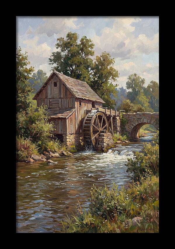 Tranquil Water Mill Scene