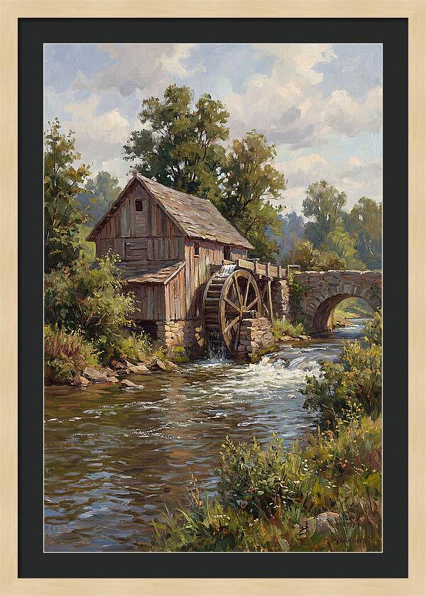 Tranquil Water Mill Scene