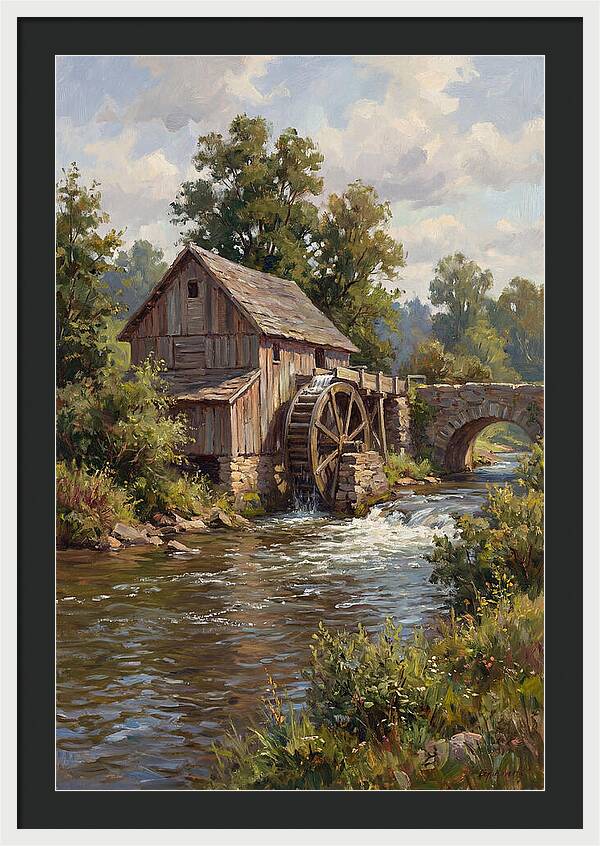 Tranquil Water Mill Scene