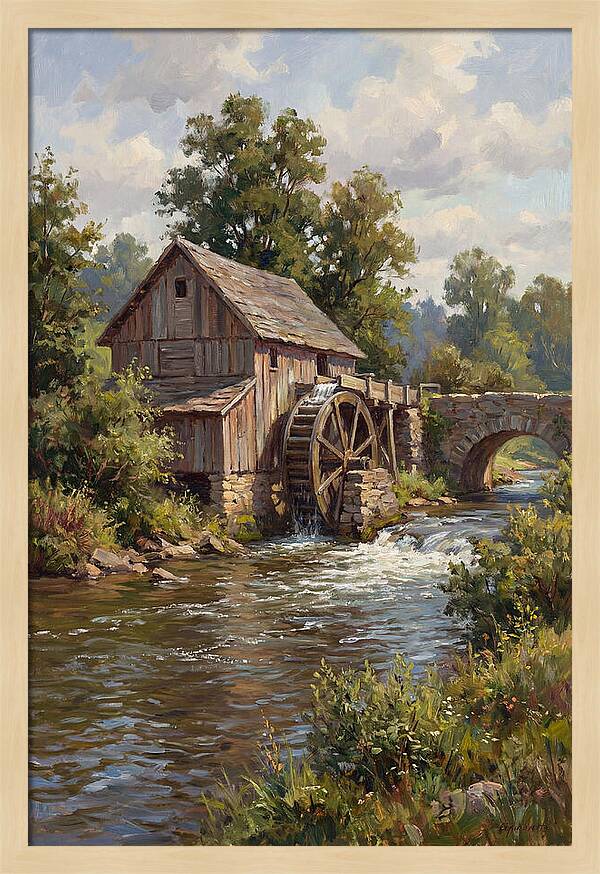 Tranquil Water Mill Scene