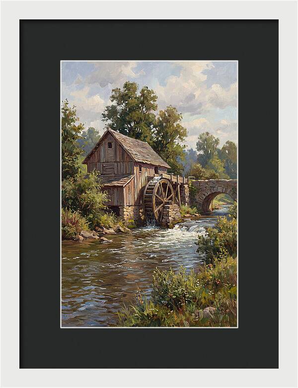 Tranquil Water Mill Scene