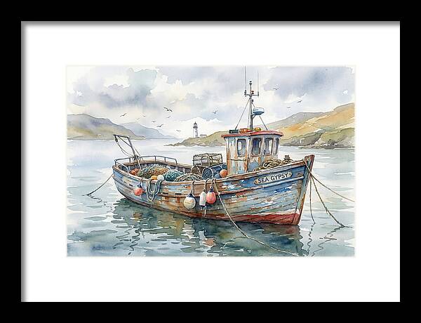 Tranquil Waterscape With Fishing Boat