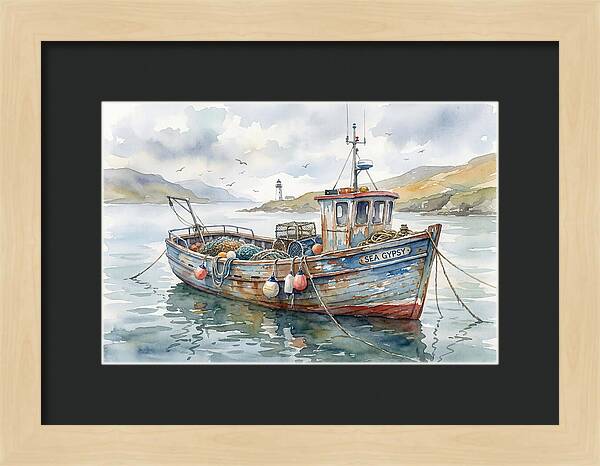 Tranquil Waterscape With Fishing Boat