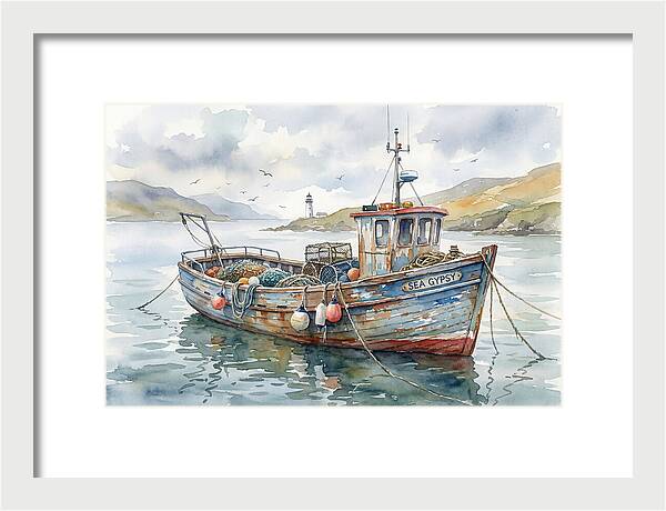 Tranquil Waterscape With Fishing Boat
