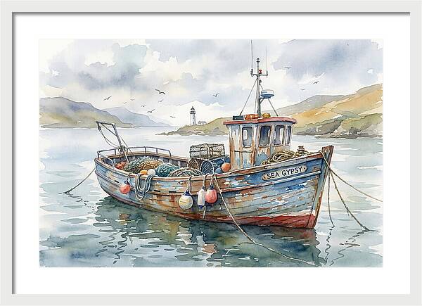 Tranquil Waterscape With Fishing Boat